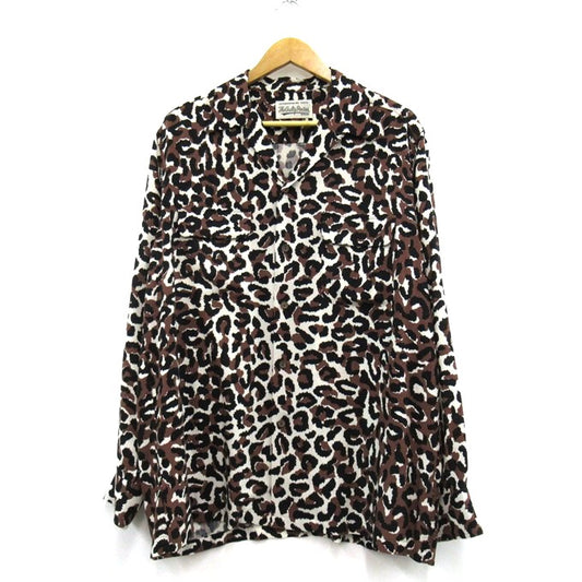WACKO MARIA Leopard Long Sleeve Shirt Brown Size L