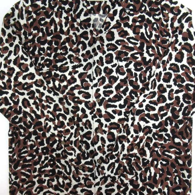 WACKO MARIA Leopard Long Sleeve Shirt Brown Size L