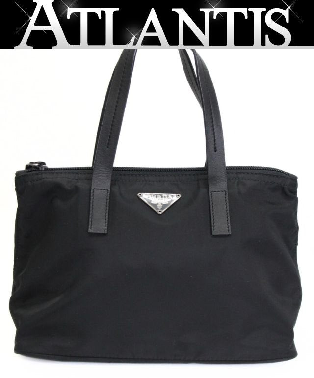 PRADA Triangle Logo Nylon Handbag Black Size ONE SIZE