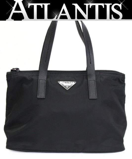 PRADA Triangle Logo Nylon Handbag Black Size ONE SIZE