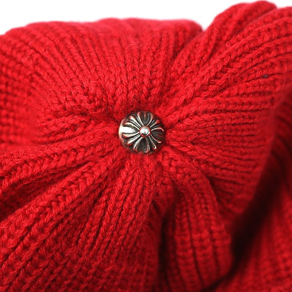 CHROME HEARTS 3 Star Patch Cashmere Beanie Red