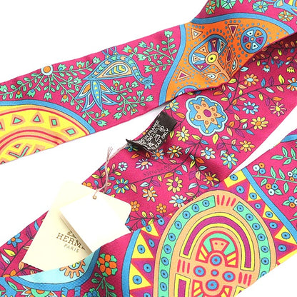 HERMES L'Arbre de Vie Silk Pink Multicolor Scarf Size ONE SIZE