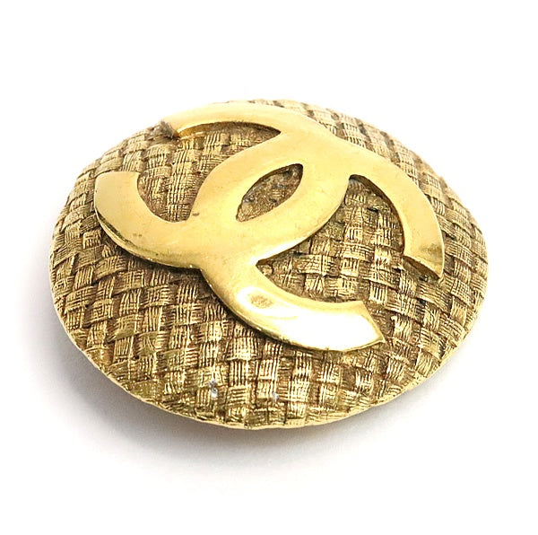 CHANEL Coco Mark Round Metal Brooch Gold