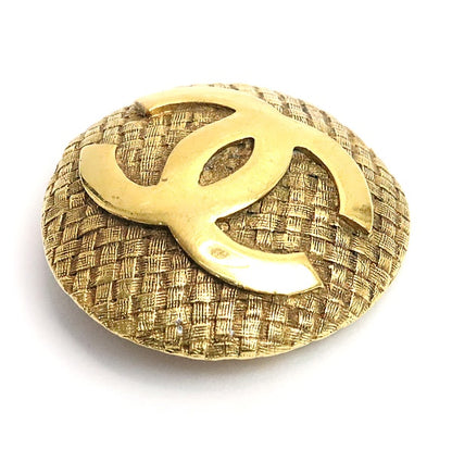 CHANEL Coco Mark Round Metal Brooch Gold