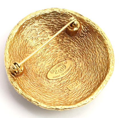 CHANEL Coco Mark Round Metal Brooch Gold