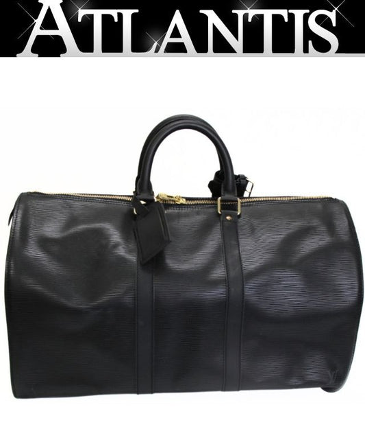 Louis Vuitton Keepall 45 Epi Leather Bag Black Size ONE SIZE