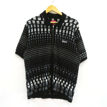 Supreme Gradient Grid Zip Up Polo Black Size S