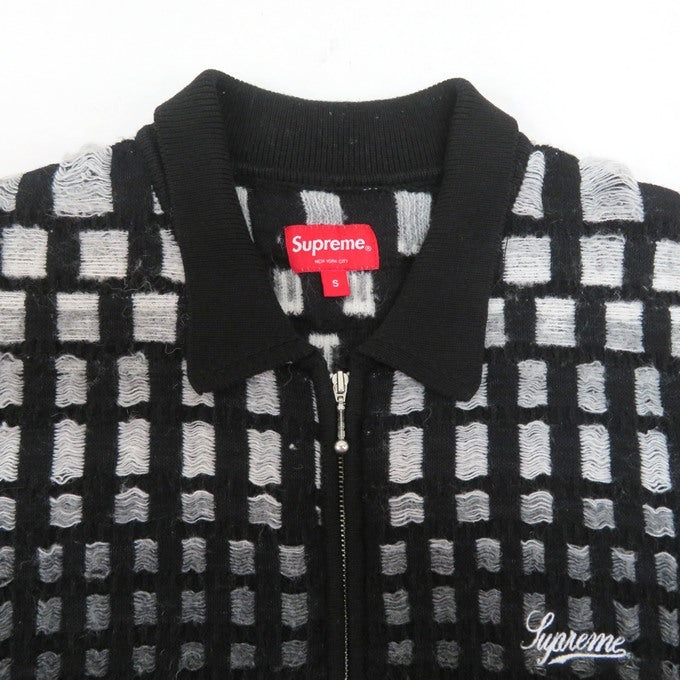 Supreme Gradient Grid Zip Up Polo Black Size S
