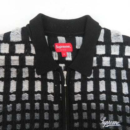 Supreme Gradient Grid Zip Up Polo Black Size S
