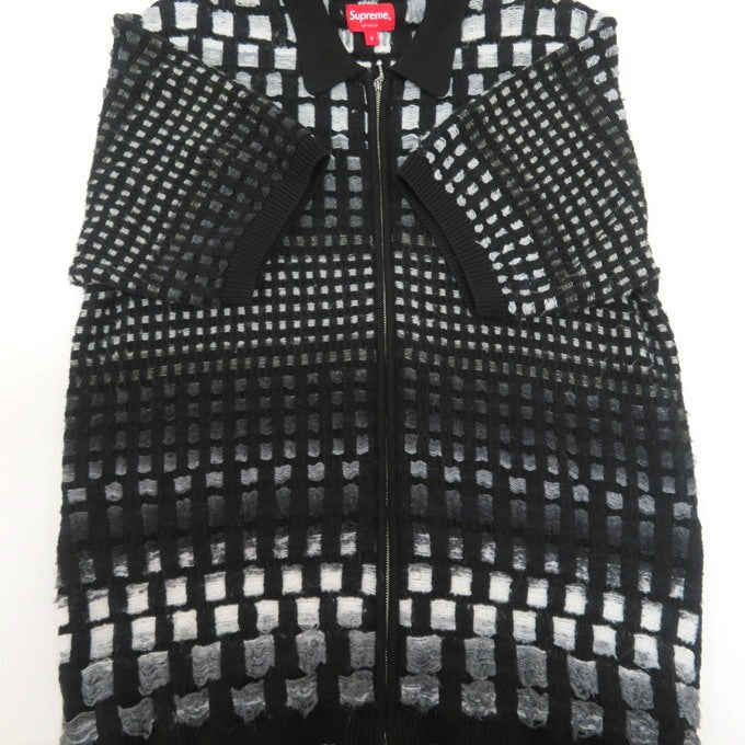 Supreme Gradient Grid Zip Up Polo Black Size S