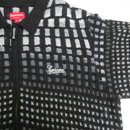 Supreme Gradient Grid Zip Up Polo Black Size S