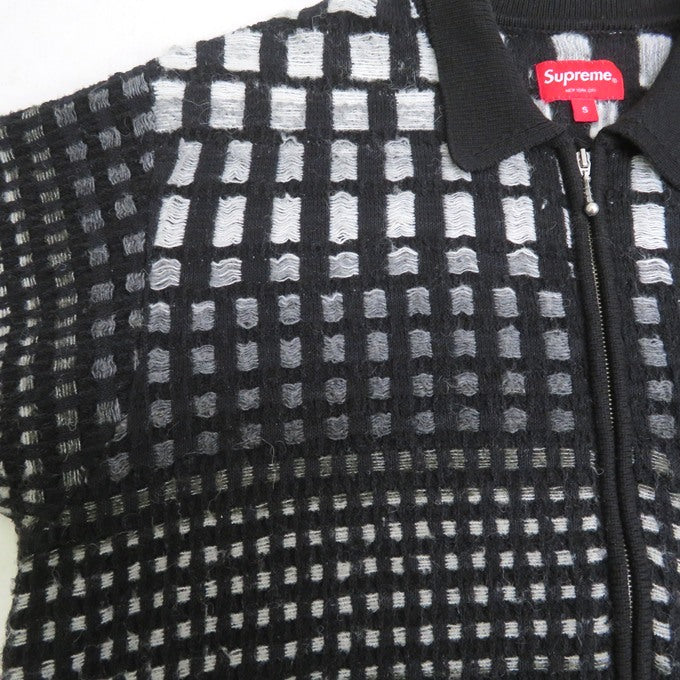 Supreme Gradient Grid Zip Up Polo Black Size S