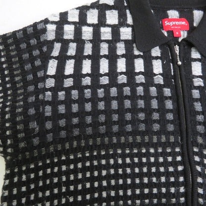 Supreme Gradient Grid Zip Up Polo Black Size S