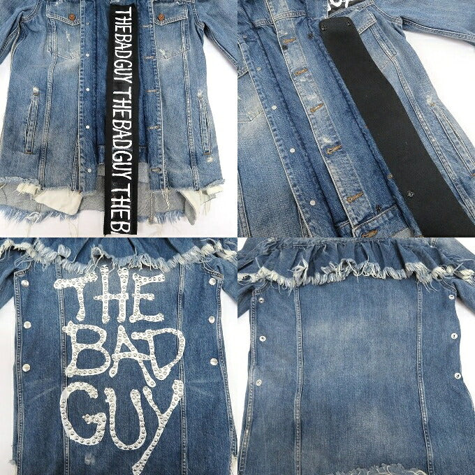 DIESEL Distressed Studs Indigo Denim Jacket Size XS