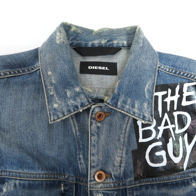 DIESEL Distressed Studs Indigo Denim Jacket Size XS