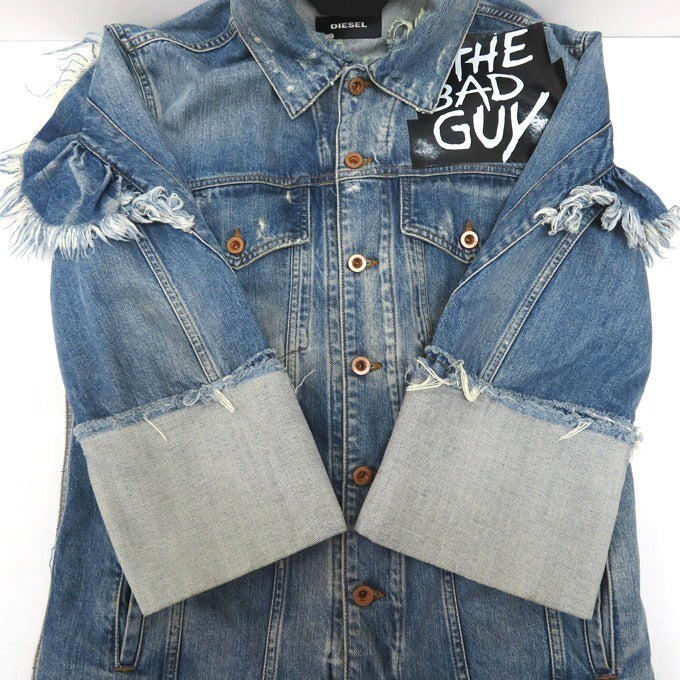 DIESEL Distressed Studs Indigo Denim Jacket Size XS