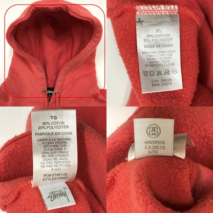 STUSSY Logo Hoodie Pink Size XL