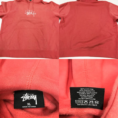 STUSSY Logo Hoodie Pink Size XL