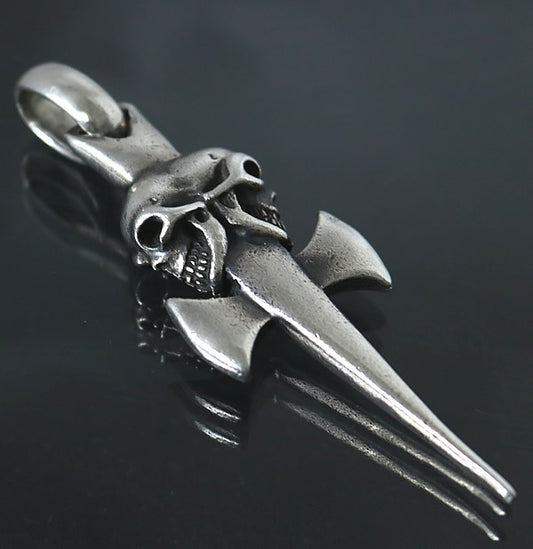 Gaboratory Double Skull Dagger Pendant Top Size ONE SIZE