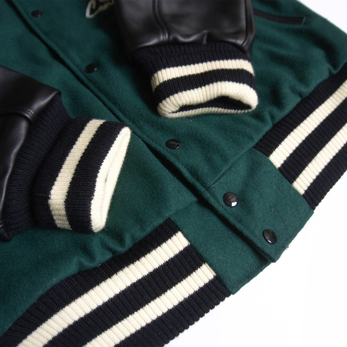 CANTERBURY Embellished leather varsity jacket Size 3L
