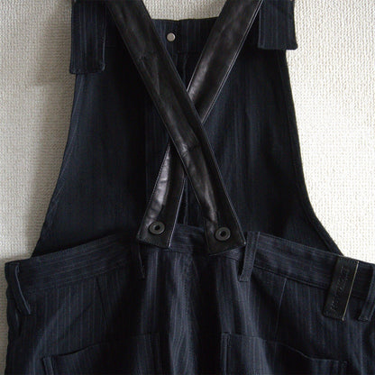 Isamu Katayama Backlash Striped Leather Overalls Size M