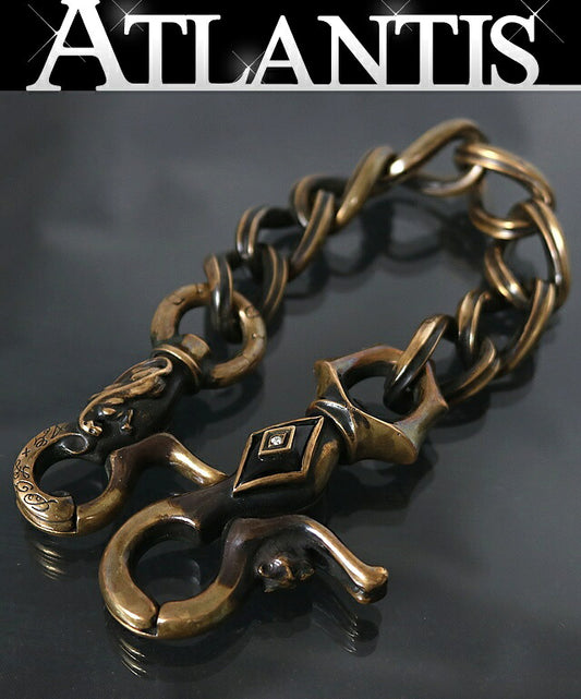 ArgentGleam Double Clip Brass Wallet Chain Size ONE SIZE