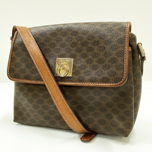 CELINE Macadam Pattern Shoulder Bag Brown