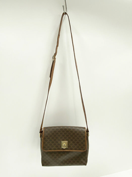 CELINE Macadam Pattern Shoulder Bag Brown