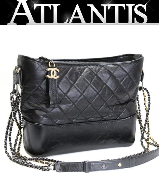 CHANEL Gabrielle Hobo Chain Shoulder Bag Black Size ONE SIZE