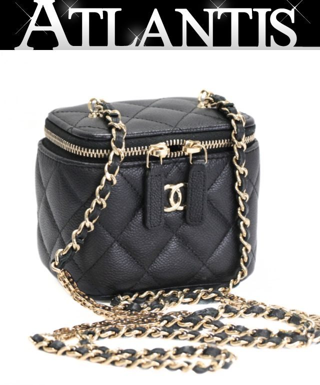 CHANEL Matelassé Caviar Mini Vanity Bag Black Size ONE SIZE