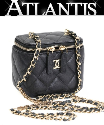 CHANEL Matelassé Caviar Mini Vanity Bag Black Size ONE SIZE