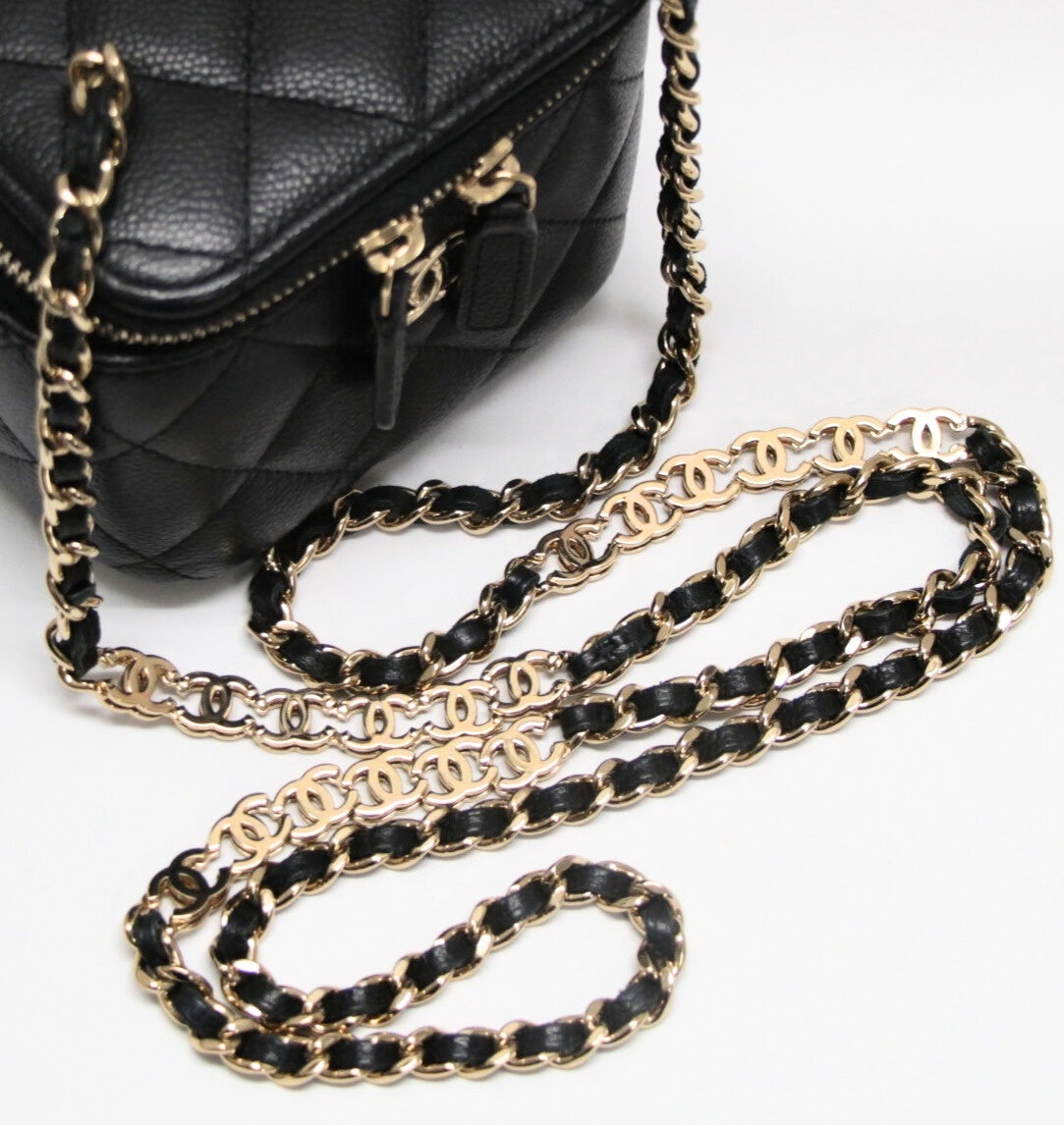 CHANEL Matelassé Caviar Mini Vanity Bag Black Size ONE SIZE