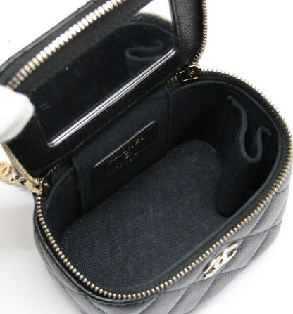CHANEL Matelassé Caviar Mini Vanity Bag Black Size ONE SIZE