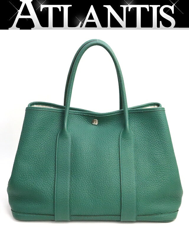 HERMES Garden Party PM Handbag Malachite Size ONE SIZE