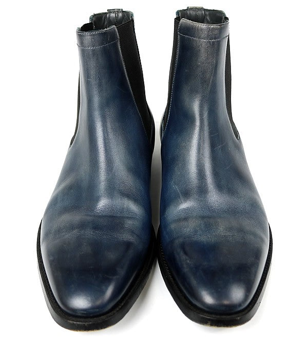 Dior Leather Side Gore Boots Navy Size EU 40