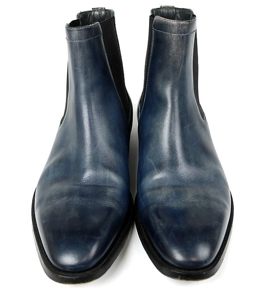 Dior Leather Side Gore Boots Navy Size EU 40