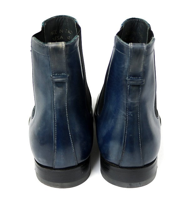 Dior Leather Side Gore Boots Navy Size EU 40