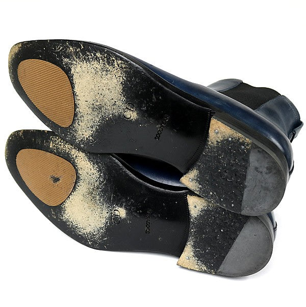 Dior Leather Side Gore Boots Navy Size EU 40