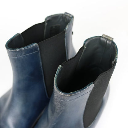 Dior Leather Side Gore Boots Navy Size EU 40