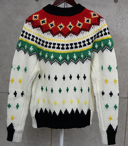 MONCLER Nordic Long Sleeve Knit Sweater White Multi Size S
