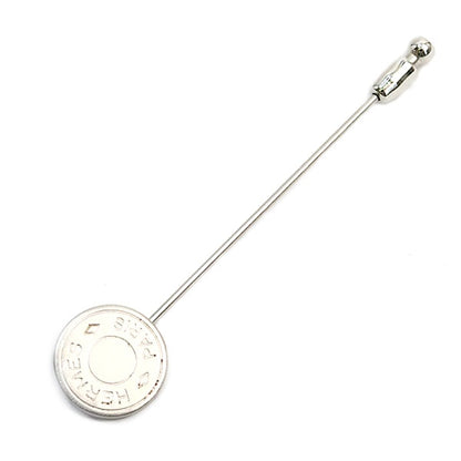 HERMES Sellier Silver Metal Pin Brooch