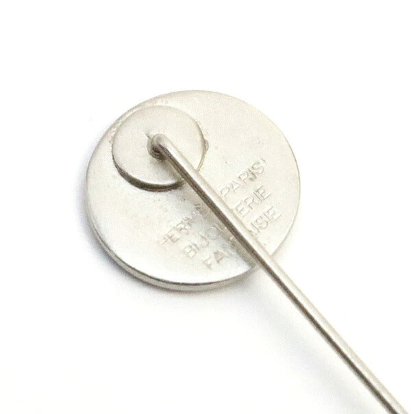HERMES Sellier Silver Metal Pin Brooch