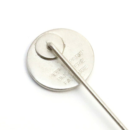 HERMES Sellier Silver Metal Pin Brooch
