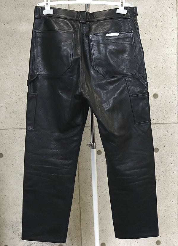 CHROME HEARTS Flare Knee Carpenter Leather Pants Size 33