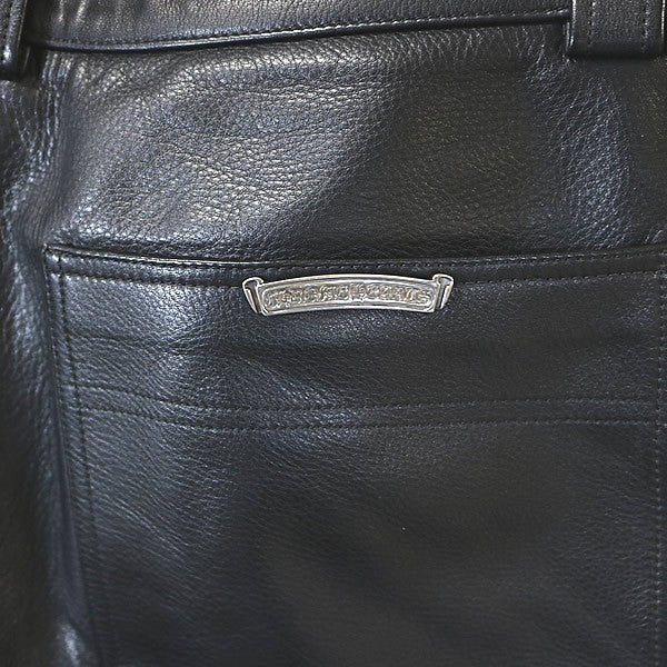 CHROME HEARTS Flare Knee Carpenter Leather Pants Size 33