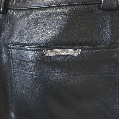 CHROME HEARTS Flare Knee Carpenter Leather Pants Size 33