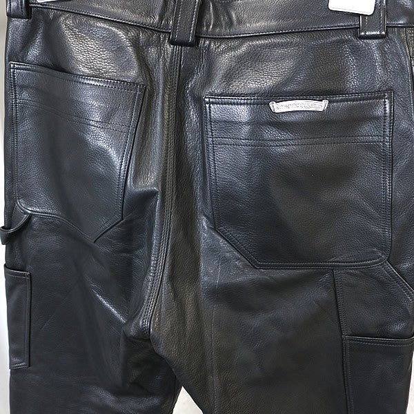 CHROME HEARTS Flare Knee Carpenter Leather Pants Size 33