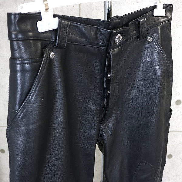 CHROME HEARTS Flare Knee Carpenter Leather Pants Size 33