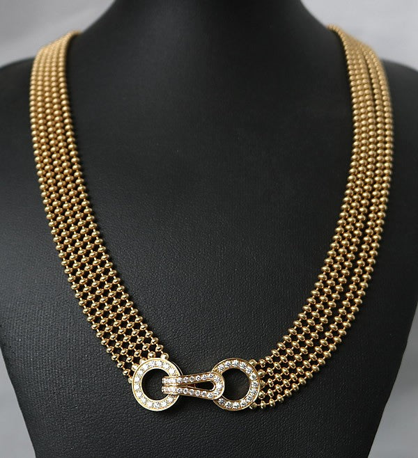 Cartier Agraf K18PG Diamond Necklace Size ONE SIZE