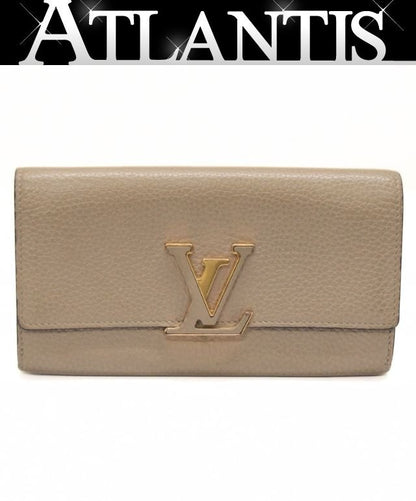 Louis Vuitton Capucines Taurillon Wallet Gray Size ONE SIZE
